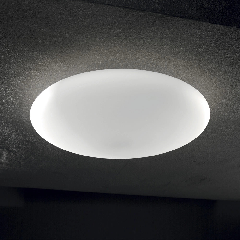 Plafoniera Moderna Smarties Vetro Bianco 3 Luci E27 D50Cm