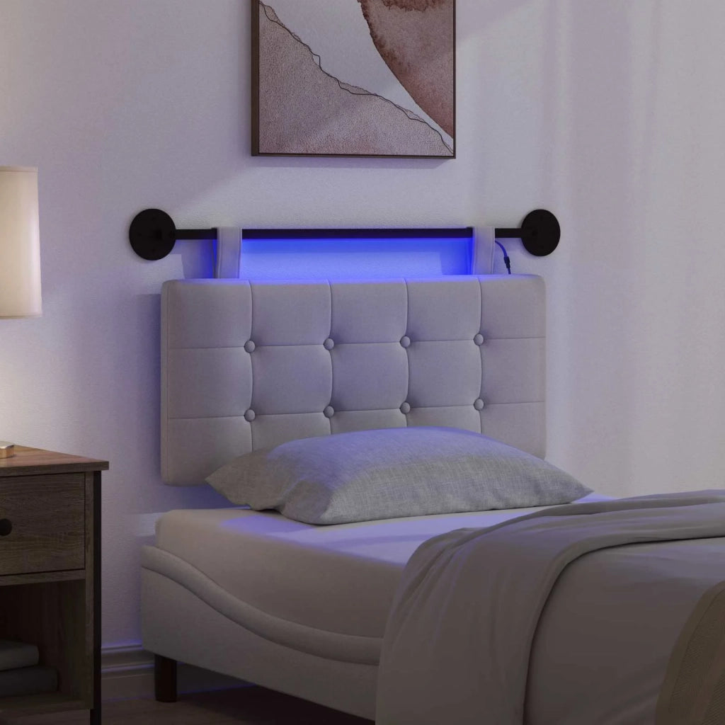 Testiera | Testata sospesa Con luce LED Grigio Nuvola Tessuto
