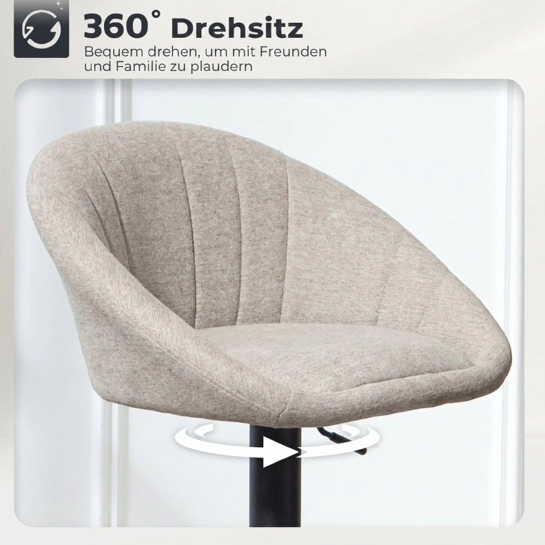 Set 2 sgabelli da bar girevoli beige con braccioli