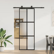 Porta Scorrevole Set Ferramenta Nera 76x205 cm Vetro Temperato 3375915