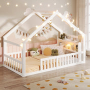 LETTO per bambini a casetta con sponde 90x190 cm in legno bianco