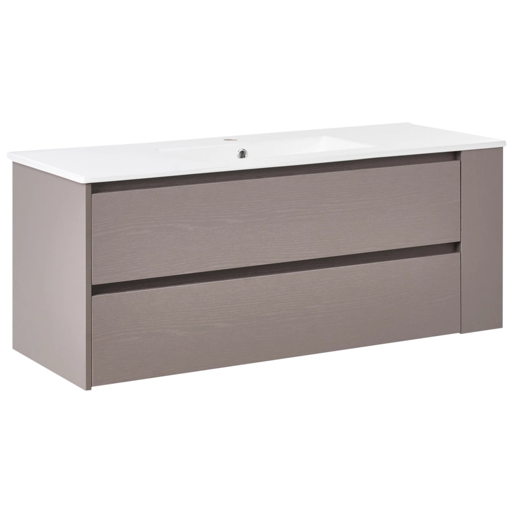 Mobile da bagno sospeso con lavabo in legno ingegnerizzato con contenitore 120 cm tortora design moderno