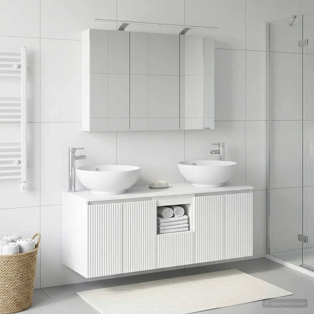Set di Armadi da Bagno 4 pz Bianco Legno ingegnerizzato 3406495