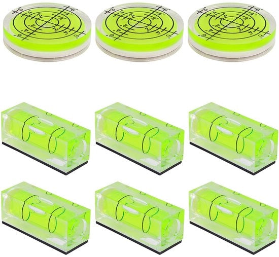 Livello Mini a 9 pezzi - Magnetico/Cuadrado/Rond - Nivellamento - Acrilico/ABS - Compattabile - Strumento di livellamento