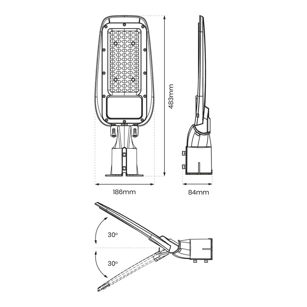 Lampione LED Eko-Light Alley 100W 4000K IP65 inclinabile