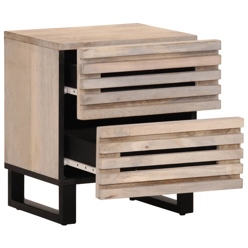 Comodini 2pz 40x34x46 cm in Legno Massello di Mango Sbiancato 377433