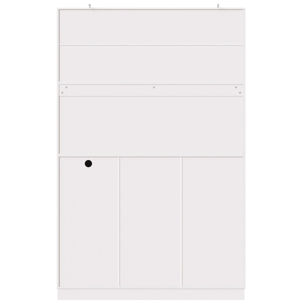 Mobile da Cucina in MDF Bianco 110x38x180 cm con LED, Prese Elettriche e 5 Ante in Stile Country