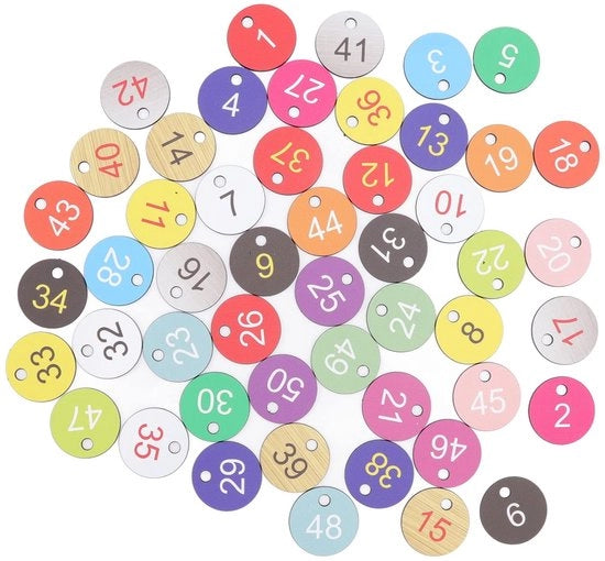 Etichette numeriche in ABS riciclabile 50 pezzi - Etichette ronde in plastica - Diametro 3,5 cm - Etichette numeriche per apiario e allevamento - Etichette portatili