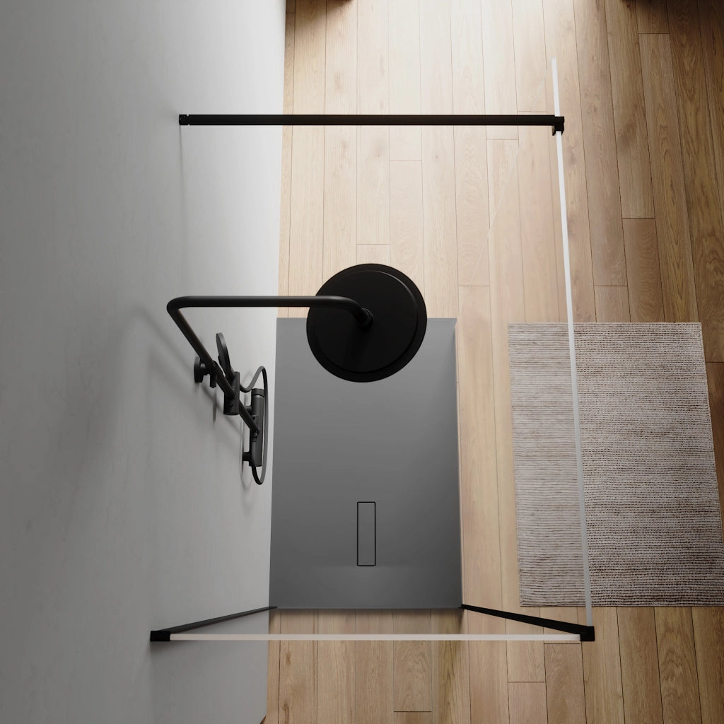Doppio walk-in nero opaco 150x100 cm vetro 8mm trasparente anticalcare h200 | Keros