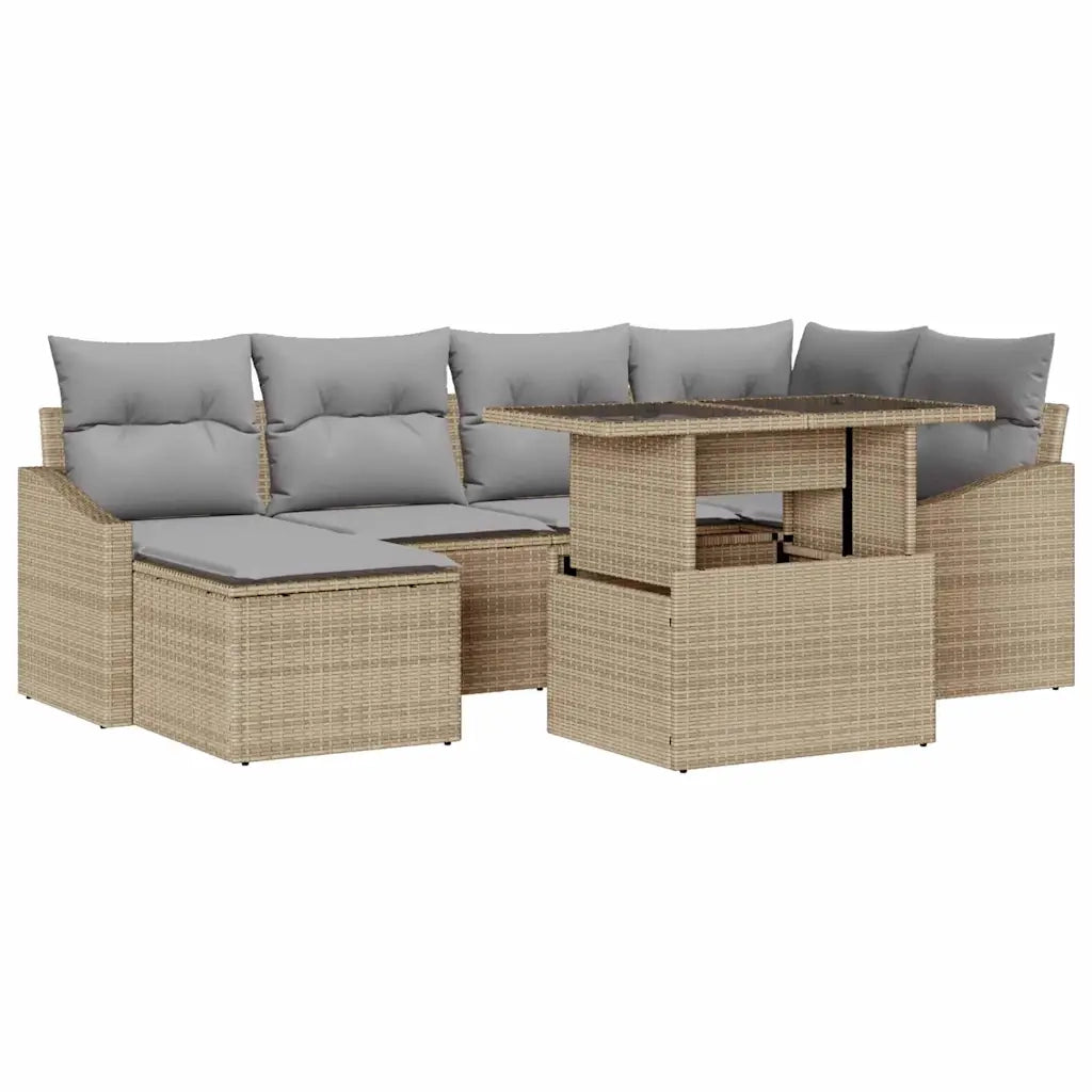 Set Divano da Giardino con cuscino 7 pcs Beige e Grigio Chiaro 3357773