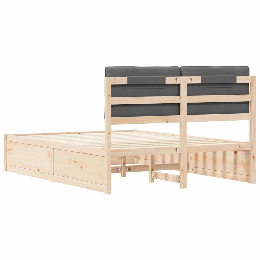 Letto con Testiera Rivestita Grigio scuro 140 x 200 cm