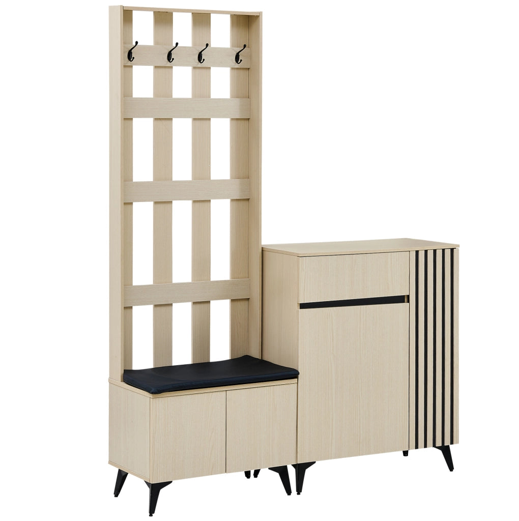 Set guardaroba con panca e mobile portascarpe in MDF
