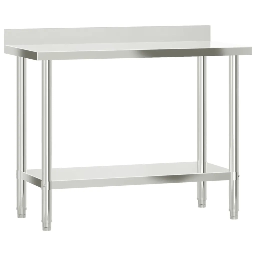 Tavolo Lavoro Cucina con Paraschizzi-Piano di Lavoro Cucina 110x55x93cm Acciaio Inox 670396