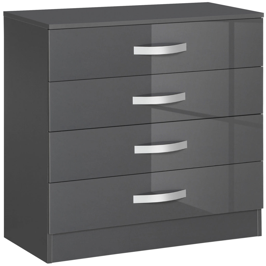 Easycomfort Cassettiera da 4 Cassetti con Maniglie di Metallo, in Truciolato, 75x36x72 cm, Grigio