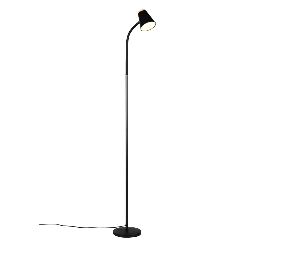 Piantana LED, plastica, nero, H 145 cm, Pongo