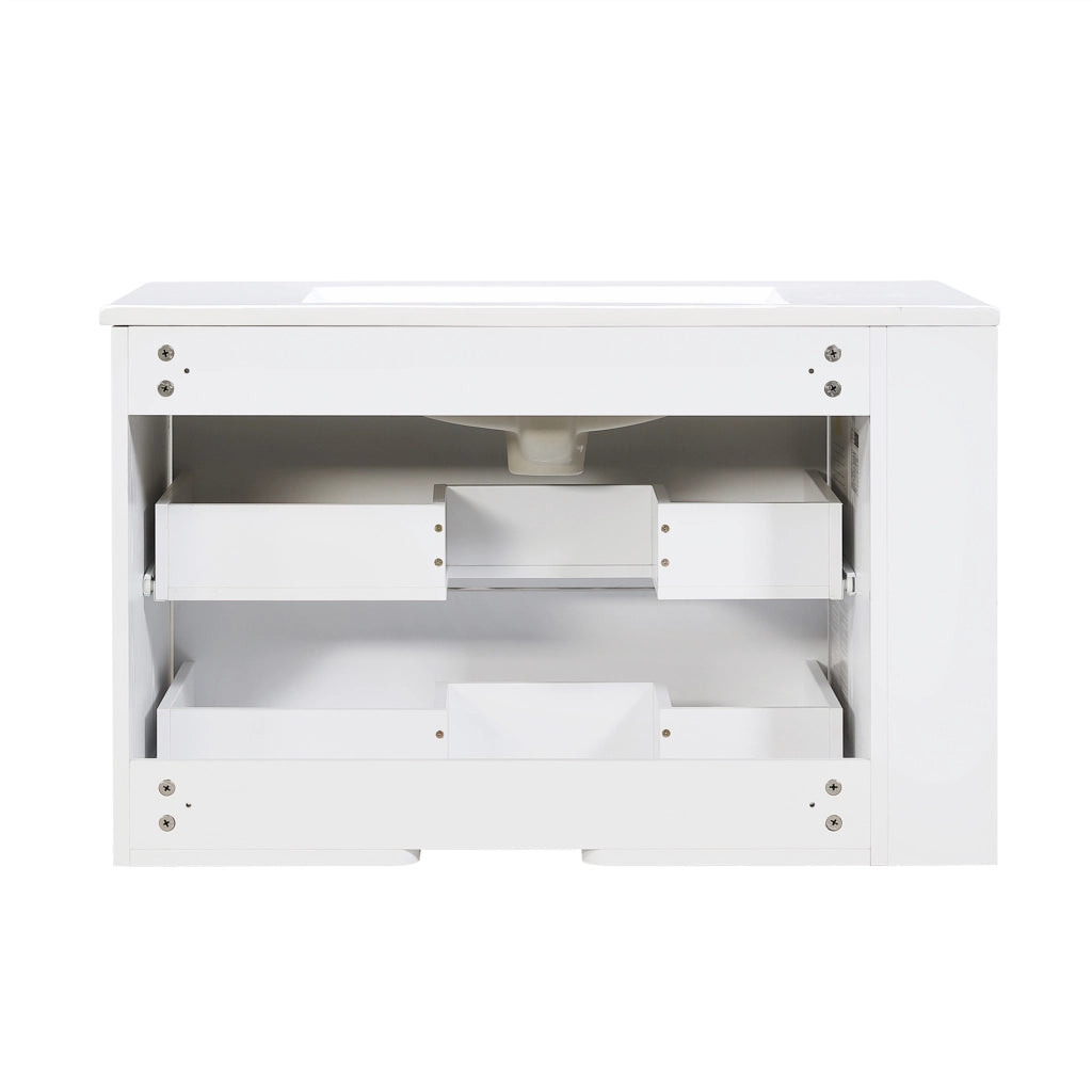 Mobiletto con lavabo sospeso con 2 cassetti vano laterale bianco 81 × 47 × 52 cm