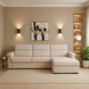 Ceto, Divano Fisso con Penisola Sfoderabile Made in Italy, 285x160 cm Beige