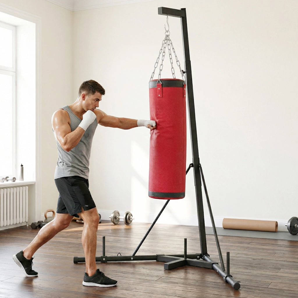 Supporto Sacco da Boxe Autoportante ¨C Xylo ¨C Base Zavorrata Regolabile 175x91x231cm Rosso