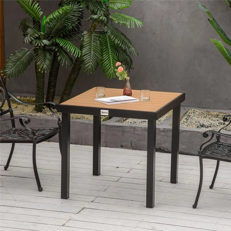 TAVOLO DA GIARDINO PER 4 PERSONE IN ALLUMINIO E PLASTICA 80X80X74 CM NERO
