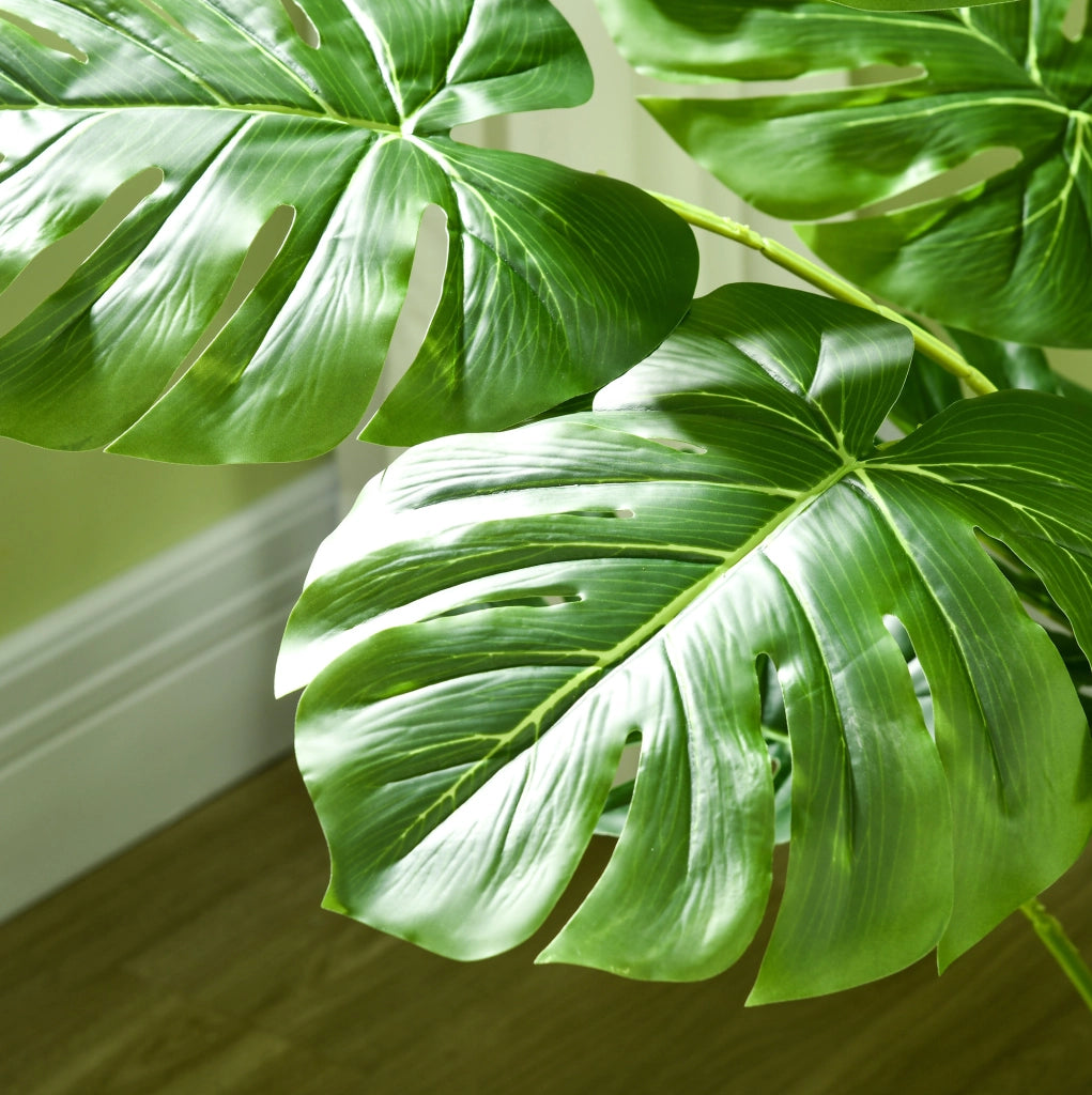 Pianta artificiale Monstera 120 cm verde in plastica, vaso incluso