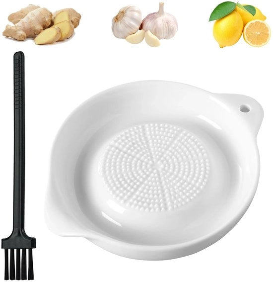 Set di Raspati in Ceramica con Applicatore - Piccola Spazzola per Pulizia - Per Aglio/Ingrosso - Ceramica di Alta Qualità - Manico con Orecchione di Sospensione