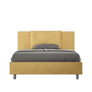 Letto matrimoniale francese con rete imbottito 140x210 microfibra ocra Appia