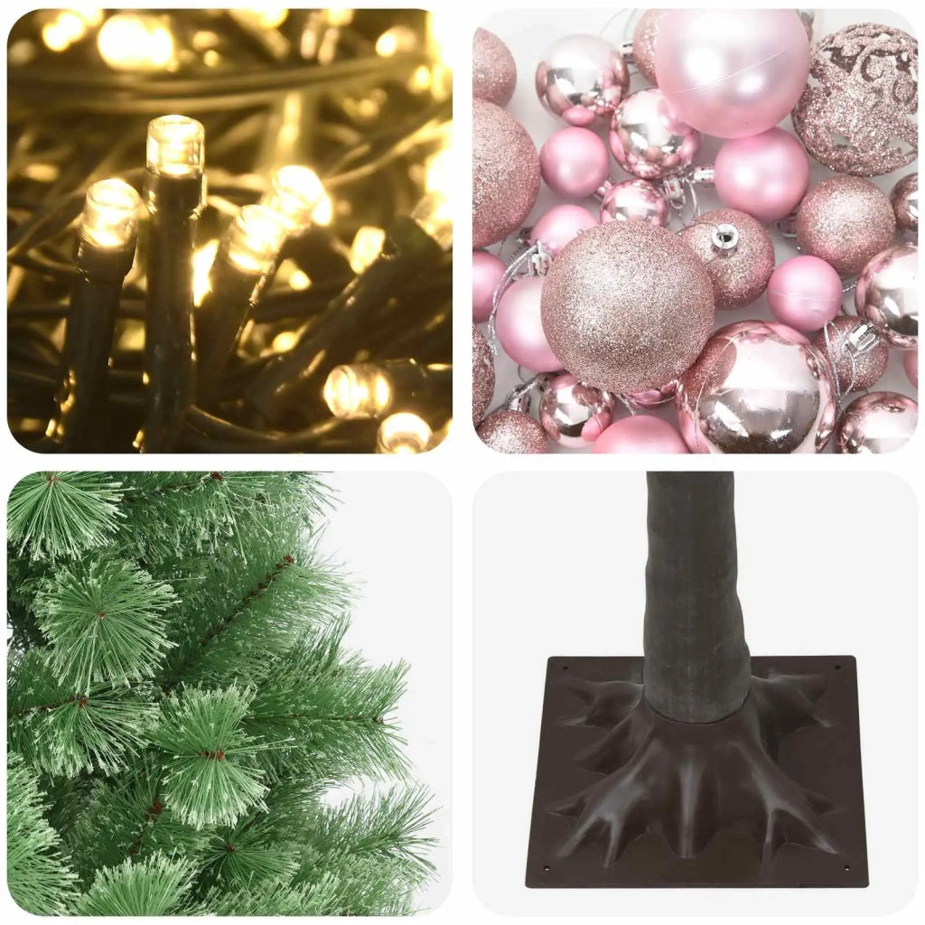 Albero di Natale artificiale con rami snodati e palline 180 cm 3466761