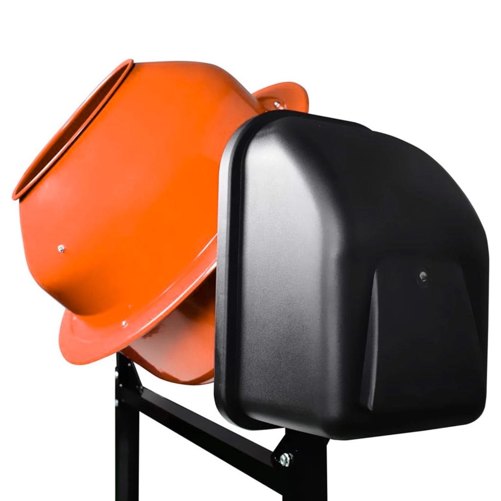 Betoniera Elettrica 140 Litri 550 Watt Impastatrice Miscelatore Cemento Con 2 Ruote E Certificazione CE Telaio In Acciaio Per Malta Calcestruzzo 30 Giri Al Minuto Colore Arancione