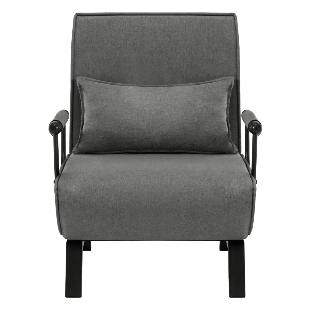 Sedia Letto Convertible 3 in 1 con Schienale Regolabile e Struttura in Metallo, 65x78x75 cm