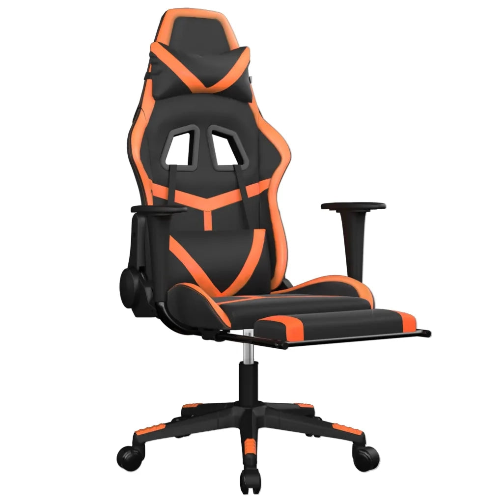 Sedia Gaming | Sedia da e-sports Massaggio Poggiapiedi Nero e Arancione Similpelle