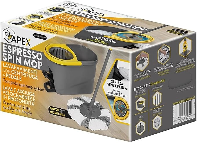 Secchio Mop Lava Pavimento Centrifuga Set Apex 12 L 85 cm