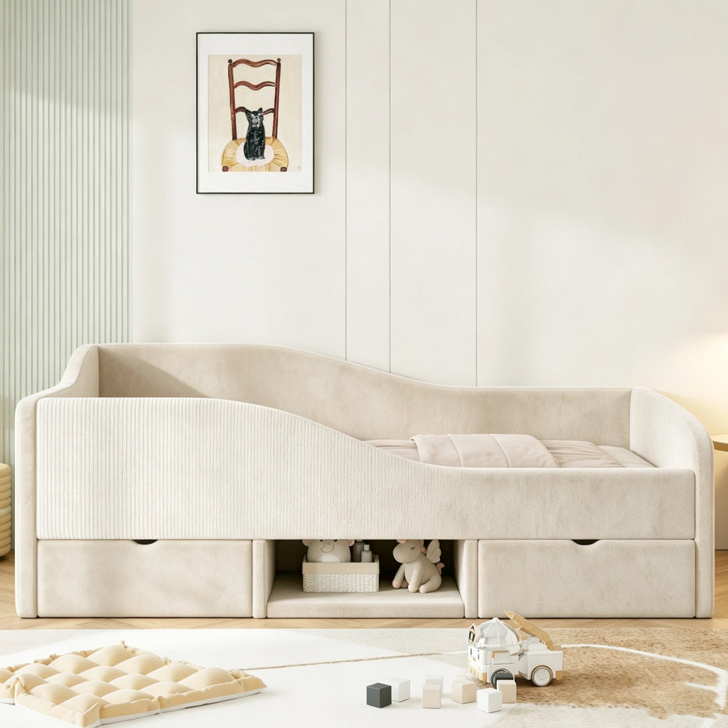 letto imbottito velluto beige 98 x 201 cm