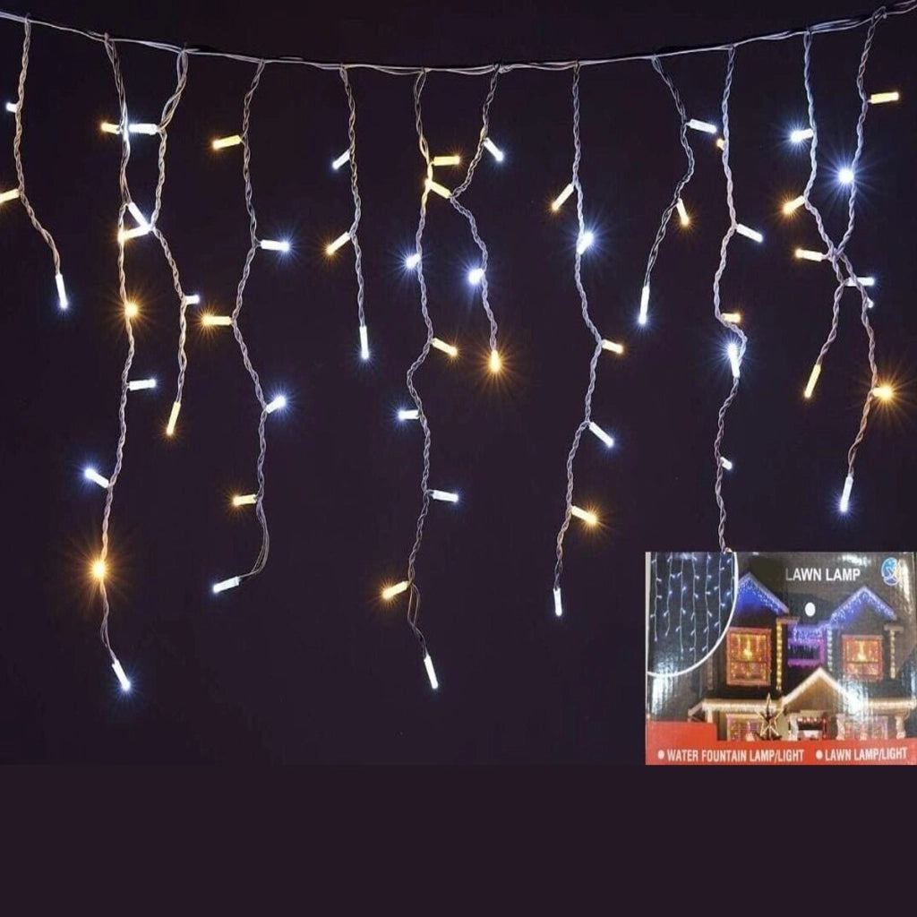 TENDA LUMINOSA ESTERNO 150 LED NATALE BIANCO CALDO FISSO E FREDDO INTERMITTENTE