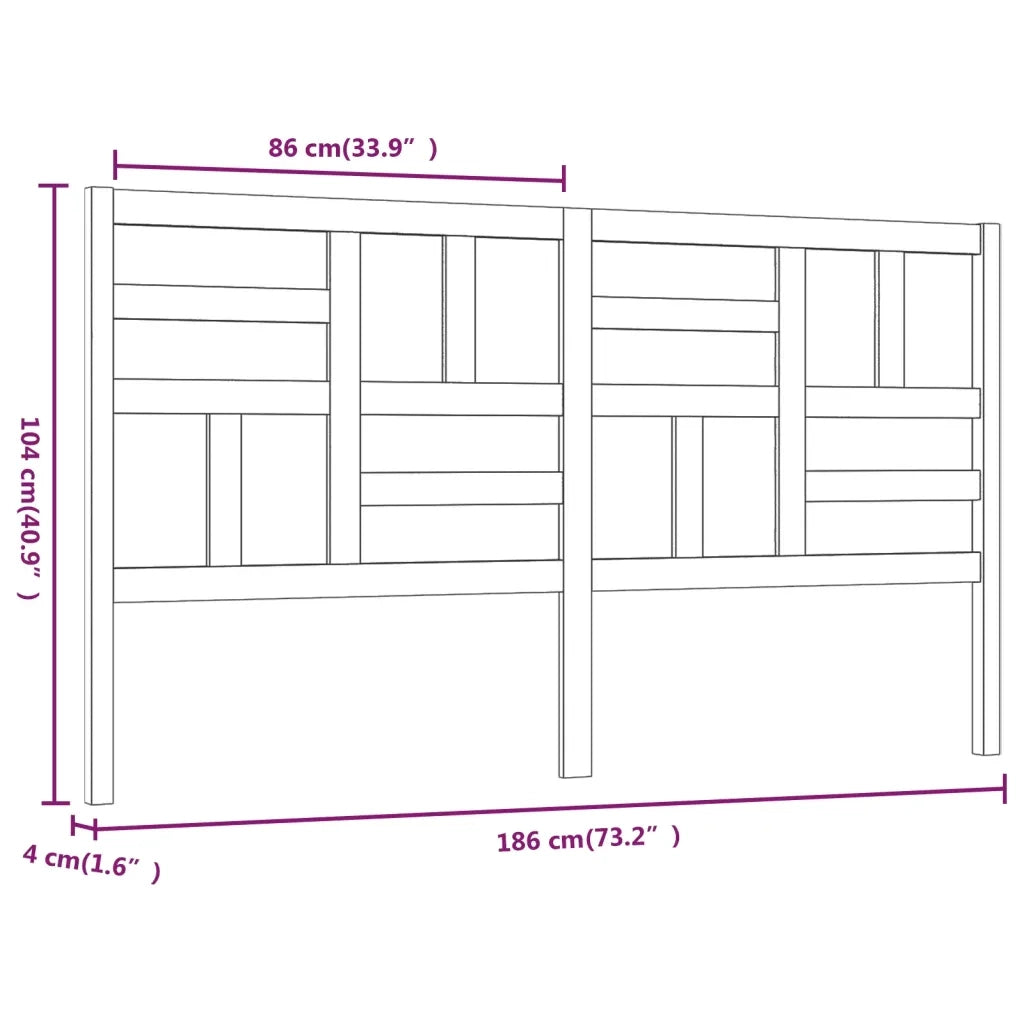Testiera per Letto-Testata-Testiera Decorativa 186x4x100 cm in Legno Massello di Pino 688800