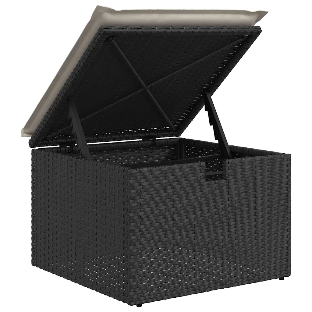 Set Divano da Giardino 6 pz con Cuscini Nero Polyrattan Acacia 3328022