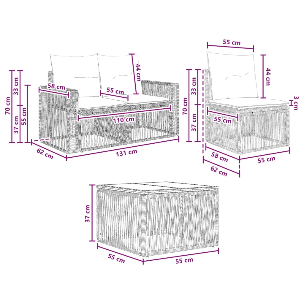 Set Divano da Giardino 7 pz Grigio e Grigio Scuro polyrattan 3435089