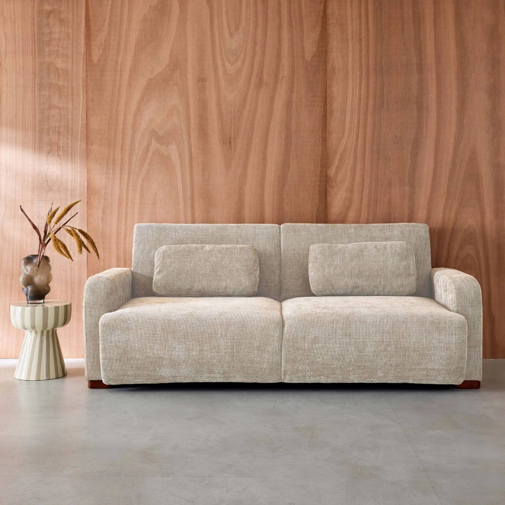 Divano letto in tessuto, 3 posti, beige