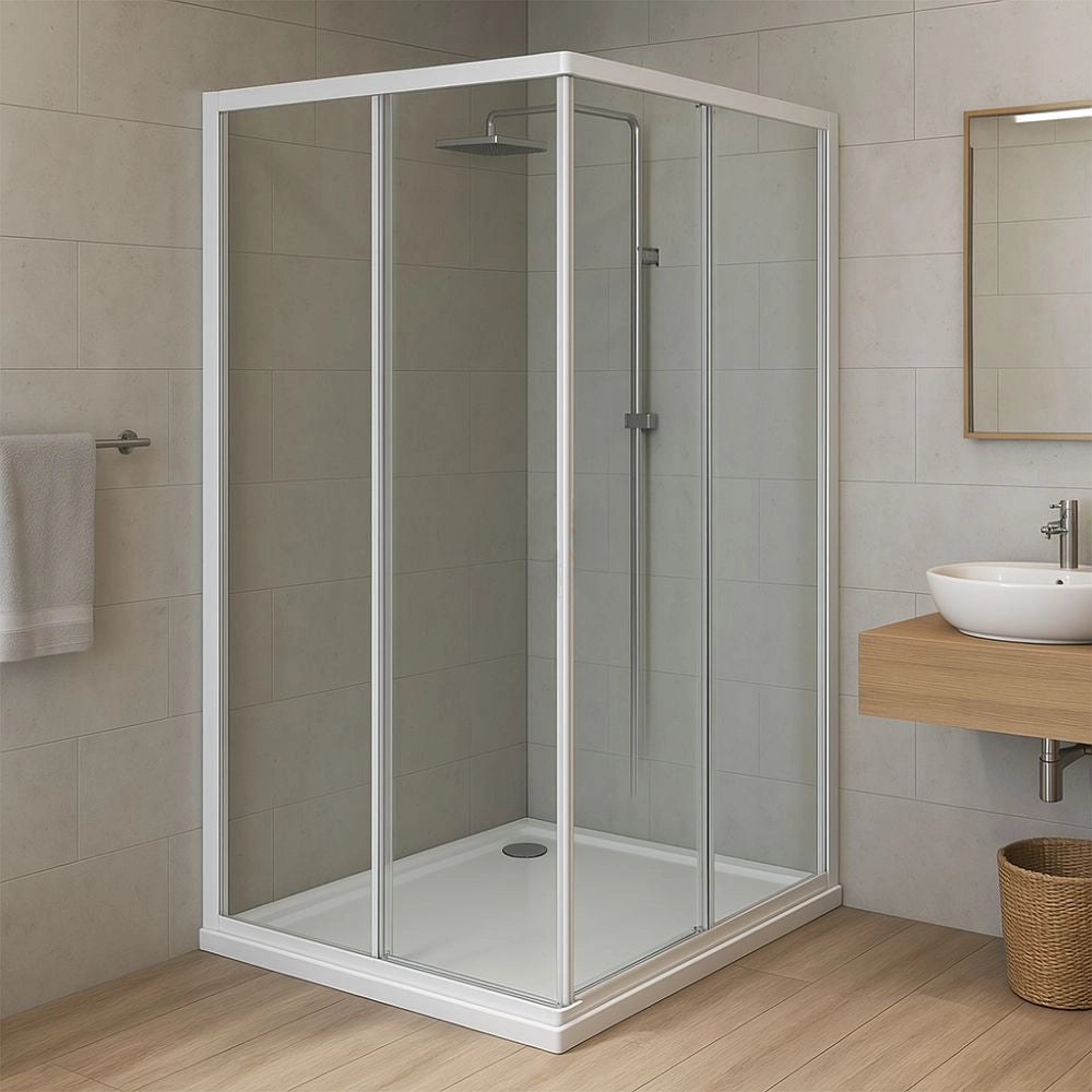Box cabina doccia angolare con due ante scorrevoli in cristallo temprato trasparente *** misure 71.5-74.5x71.5-74.5xh...