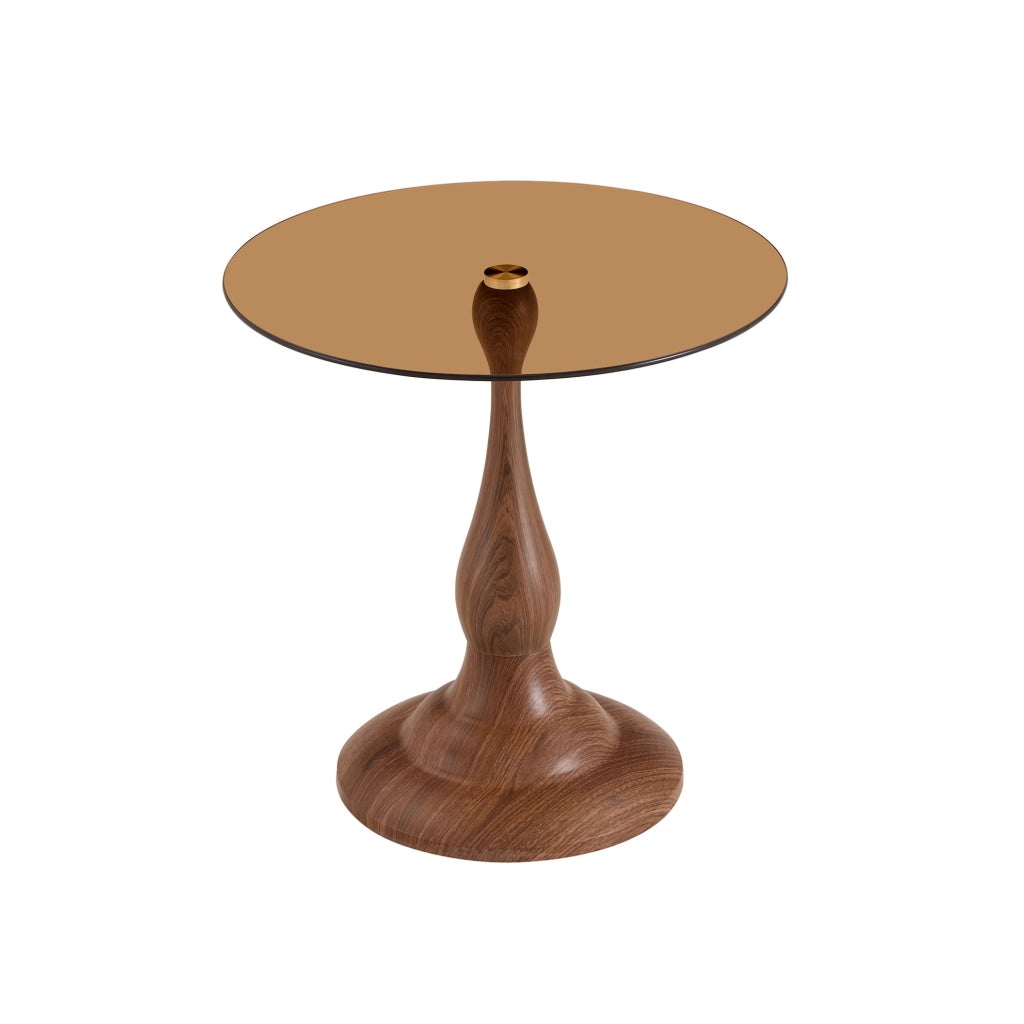 Tavolino rotondo in vetro Ø 50 cm marrone con base in metallo HOMVRA