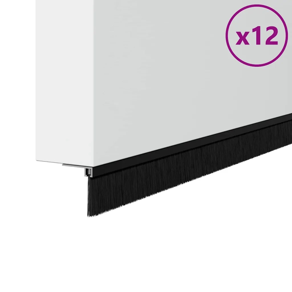 Spazzole per porte a vite 12 pz Nero 100 cm Lega di alluminio CFW2759597
