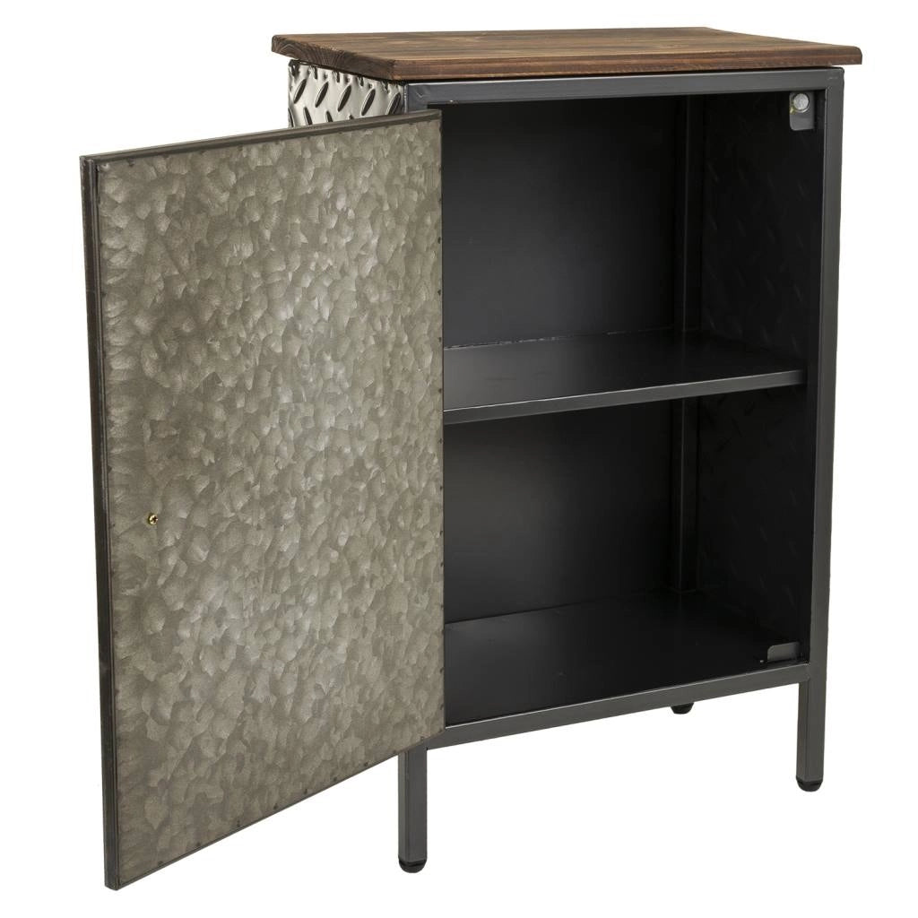 Tavolino in metallo e legno marrone 37x23,5x56,5h