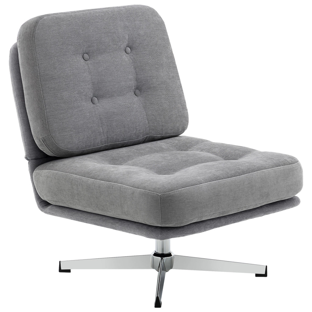 Poltrona girevole imbottita ¨C Xylo ¨C tessuto chenille grigio chiaro con poggiapiedi