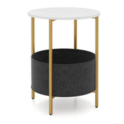 Tavolino rotondo 44 x 44 x 61 cm multifunzionale con pratico vano portaoggetti design moderno metallo nero 20_0014073