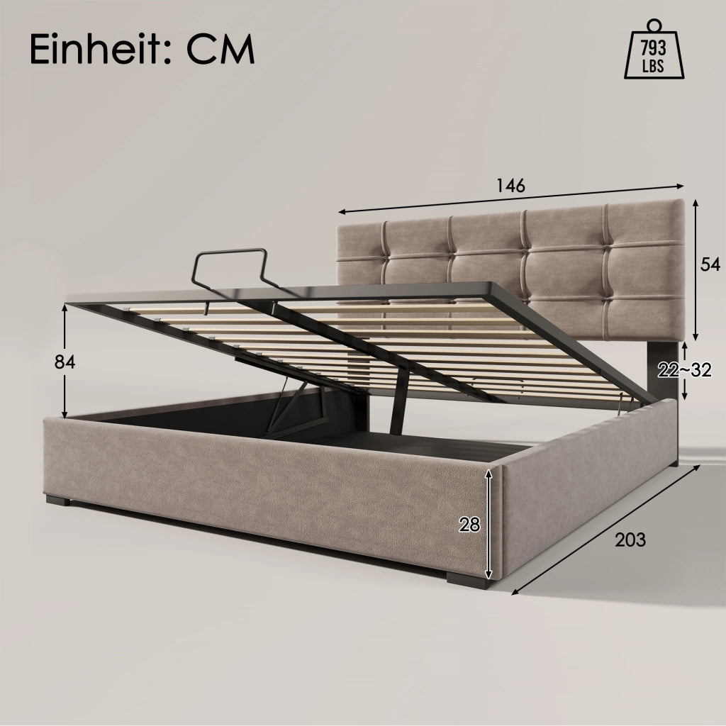 Letto contenitore 140x200 cm con materasso incluso