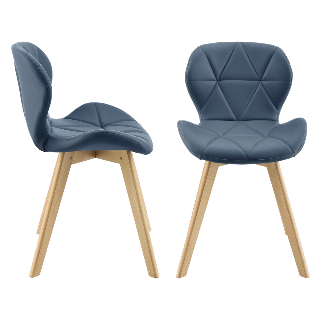 Set 4 Sedie Älmhult con Rivestimento in Similpelle Trapuntata - Blu [en.casa]