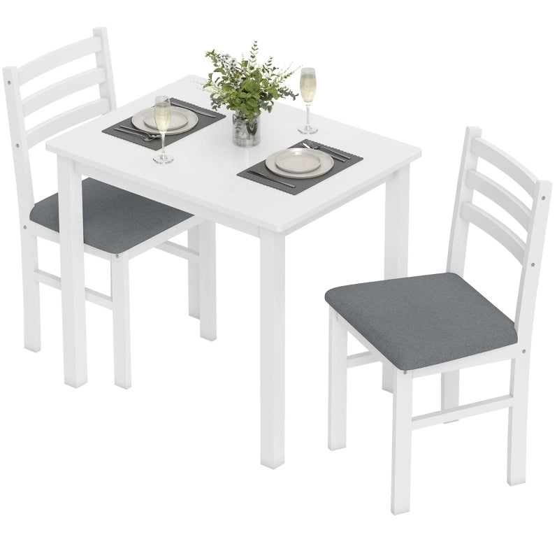 Set tavolo da pranzo 3 pezzi bianco con 2 sedie imbottite salvaspazio