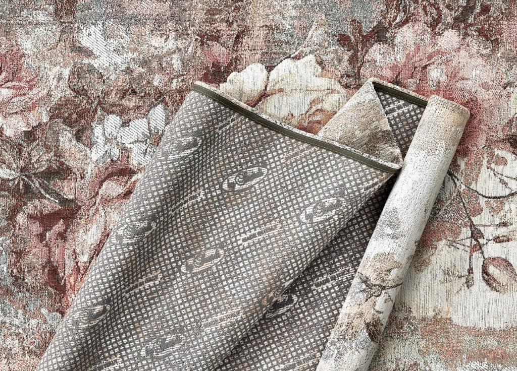 Tappeto Arredo Salotto Antiscivolo Scendiletto Camera Dis. Rose By Suardi - 115x175 - Tortora
