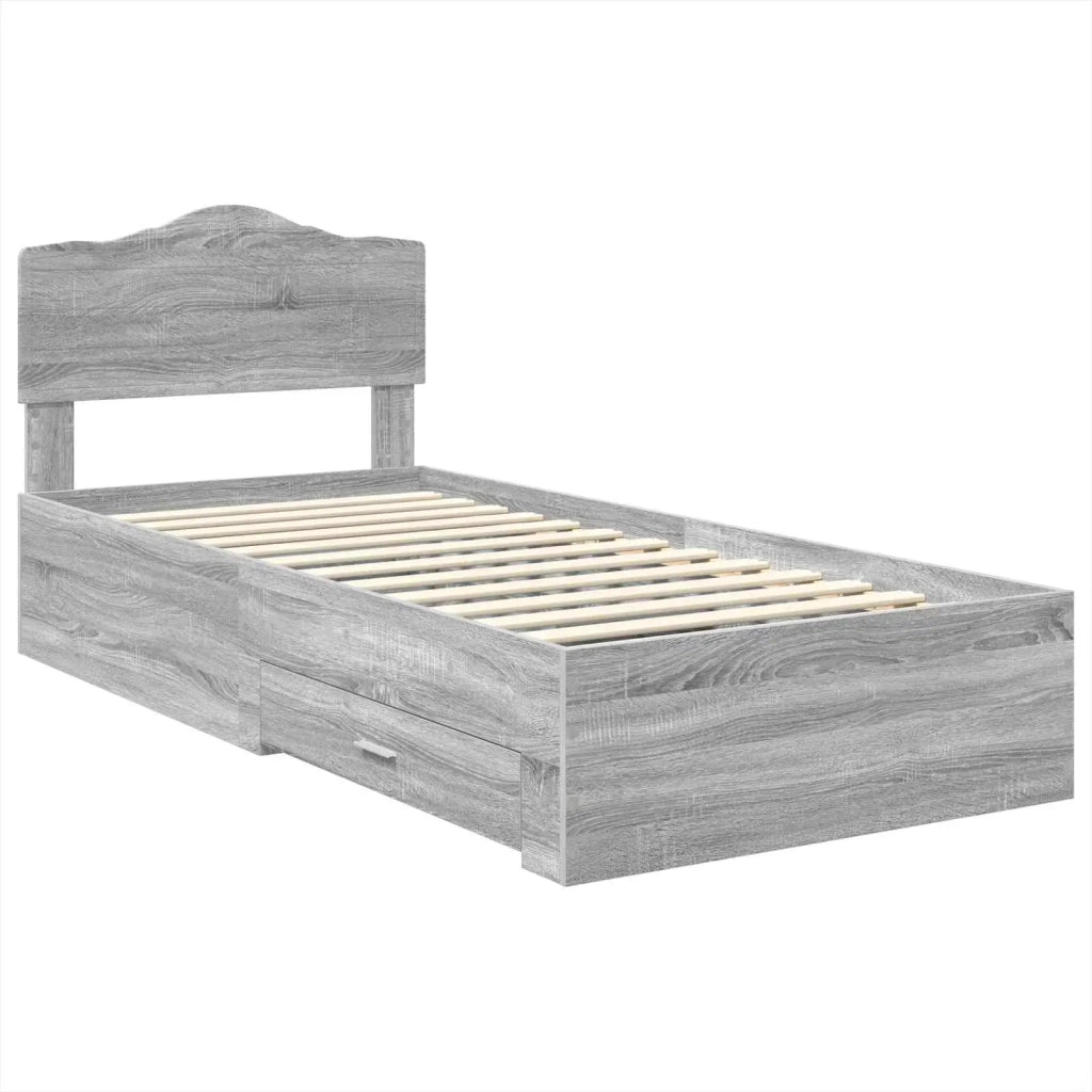 Letto singolo | Letto per adulti | Struttura del letto Grigio Sonoma 90 x 190 cm Legno multistrato