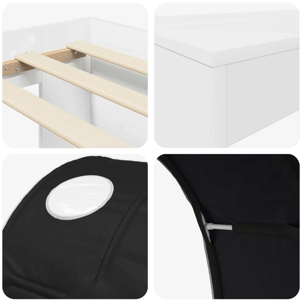 Letto con Tunnel 3 pz Bianco e Nero Legno ingegnerizzato 3423646