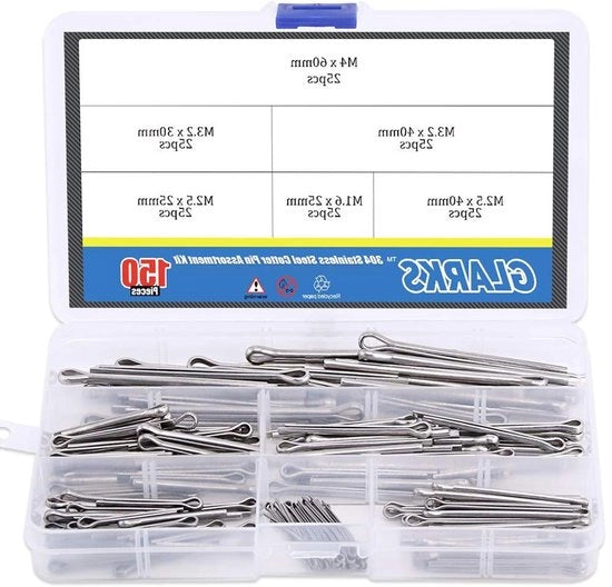 Kit di accessori per fissaggio a clip RVS con 150 pezzi